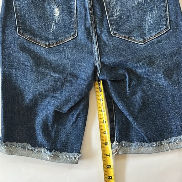 Judy Blue denim Bermuda shorts size small dark blue distressed denim size small - Picture 5 of 12